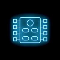 Neon blue circuit board glowing on dark background vector