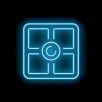 Blue neon icon of a simple padlock on a black background vector