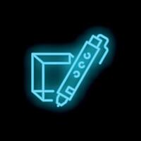 Neon 3d pen creating a cube, futuristic design tool illustration vector