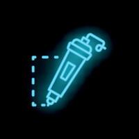 Neon 3d pen drawing square shape icon on black background vector
