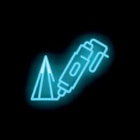 Neon 3d pen creating glowing pyramid shape vector