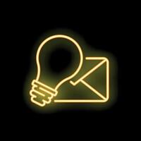Neon icon of light bulb lighting up email envelope vector