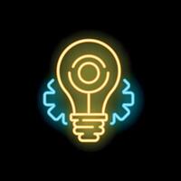 Neon lightbulb combining creativity and engineering for innovation vector
