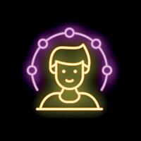 Neon sign showing man with sharing icon representing social network vector