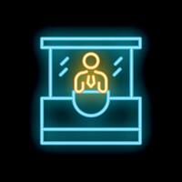 Neon icon of a businessman working in a kiosk vector