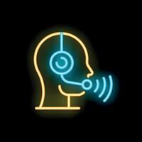 Neon icon of a customer service representative speaking on headset vector