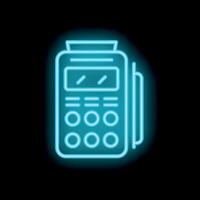 Neon icon of a credit card reader processing payment vector