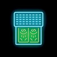 Neon icon of an atm dispensing cash vector