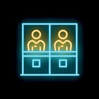 Neon sign representing two cashiers working at supermarket checkout vector