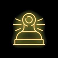 Neon icon of a surveillance camera emitting light rays on black background vector