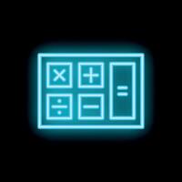 Calculator with arithmetic symbols glowing neon style icon vector