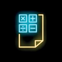 Glowing neon line calculator icon isolated on black background. illustration vector