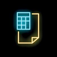 Neon icon of calculator performing calculations on document vector