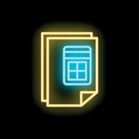 Neon icon of calculator app displaying on digital documents vector