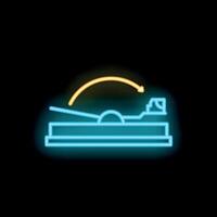 Neon icon of a vinyl record player playing music on a turntable vector