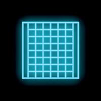 Blue neon icon of a spreadsheet on black background vector