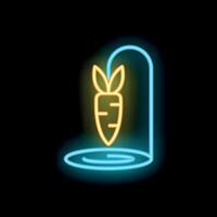 Glowing neon sign of a carrot growing in a hydroponic farm vector
