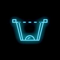 Blue neon sign icon showing the cutting line on a plotter cutting machine vector