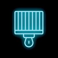 Neon icon of a barcode scanner emitting light from below vector