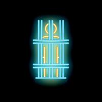 Neon prison bars icon glowing on dark background vector