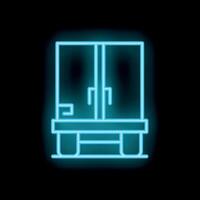 Glowing neon line locker or changing room icon isolated on black background vector