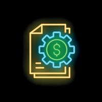 Neon icon of financial document processing system vector