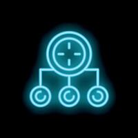 Neon icon of target audience, digital marketing, and business strategy vector