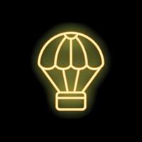Neon yellow parachute glowing on a black background vector