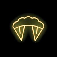 Glowing neon sign of vampire teeth biting ice cream cones vector