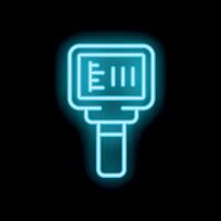 Neon sign showing digital thermometer for measuring fever on black background vector