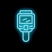 Neon icon of mobile payment terminal processing transaction vector