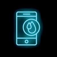 Neon icon of smartphone showing water drop symbol on screen vector