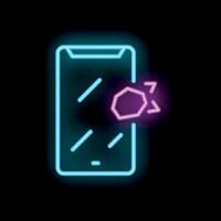 Neon icon of smartphone showing virus malware threat vector