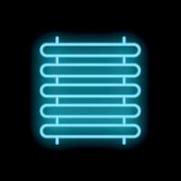 Glowing neon icon of a towel dryer on black background vector