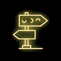 Neon signpost showing different directions on black background vector
