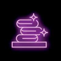 Glowing neon sign of spa stones balancing on black background vector