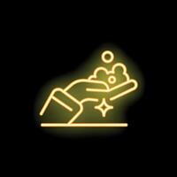 Neon sign of hand washing with soap and water vector