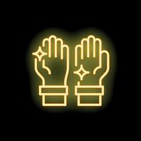 Neon icon of hands showing cleanliness with sparkles vector