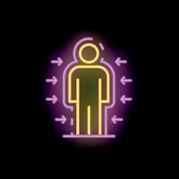 Neon sign representing person receiving feedback from all sides vector