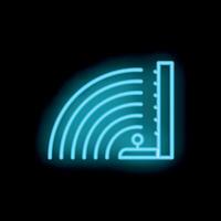 Neon icon of radar detecting signal on black background vector