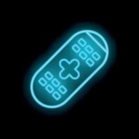Neon icon of remote control glowing on dark background vector