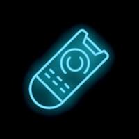 Neon icon of remote control glowing on black background vector