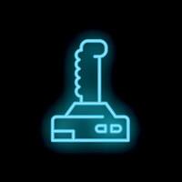 Blue neon game joystick glowing against black background vector