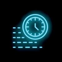 Neon clock showing passing time on black background vector