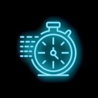 Neon stopwatch icon showing time passing quickly vector