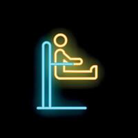 Neon sign of person exercising on parallel bars vector
