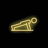 Neon sign of a person doing pushups on black background vector