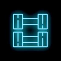 Glowing neon dumbbell icon representing fitness and exercise vector