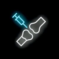 Neon syringe injecting into a human joint vector