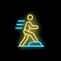 Neon style icon of person running and leaving speed lines vector